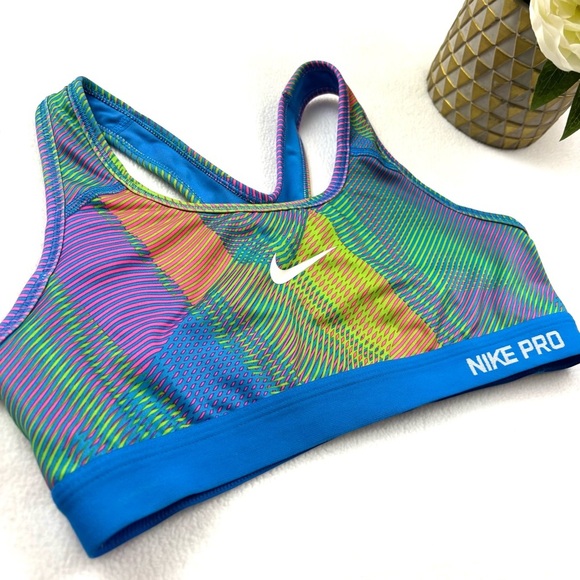 Nike Pro Dri Fit Rainbow Multicolor Compression Yoga Exercise Sports Bra Size S - Picture 7 of 15